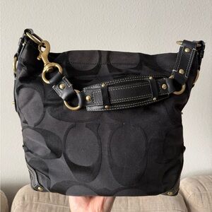 Vintage Coach Carly Signature Black Shoulder Bag